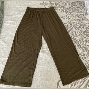 Emery Rose Olive Green Pleated Wide Leg Pants‎ Elastic Waist Womens Size 0XL